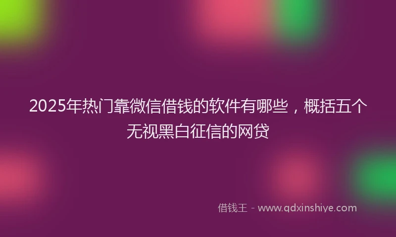 2025年热门靠微信借钱的软件有哪些，概括五个无视黑白征信的网贷
