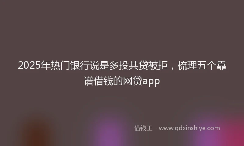 2025年热门银行说是多投共贷被拒，梳理五个靠谱借钱的网贷app