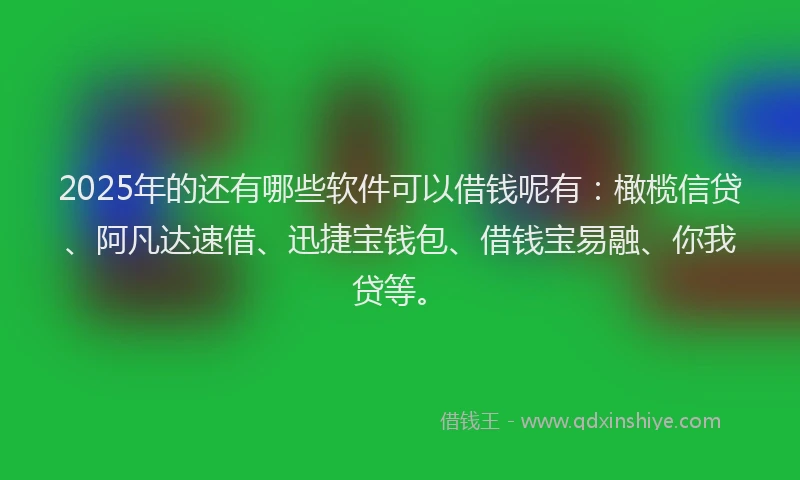 2025年的还有哪些软件可以借钱呢有:橄榄信贷、阿凡达速借、迅捷宝钱包、借钱宝易融、你我贷等。