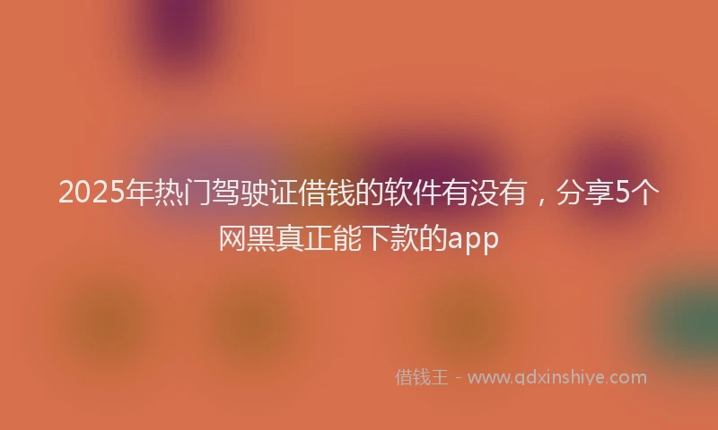 2025年热门驾驶证借钱的软件有没有，分享5个网黑真正能下款的app
