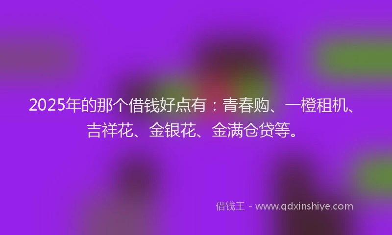 2025年的那个借钱好点有：青春购、一橙租机、吉祥花、金银花、金满仓贷等。