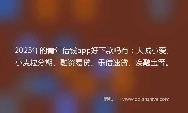 2025年的青年借钱app好下款吗有：大城小爱、小麦粒分期、融资易贷、乐借速贷、疾融宝等。