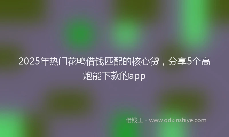 2025年热门花鸭借钱匹配的核心贷，分享5个高炮能下款的app