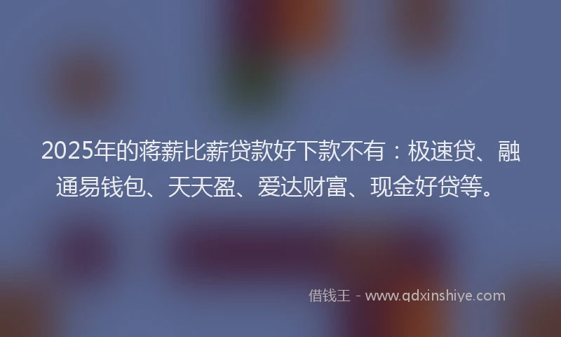 2025年的蒋薪比薪贷款好下款不有：极速贷、融通易钱包、天天盈、爱达财富、现金好贷等。