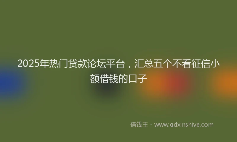 2025年热门贷款论坛平台,汇总五个不看征信小额借钱的口子