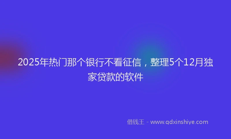2025年热门那个银行不看征信，整理5个12月独家贷款的软件
