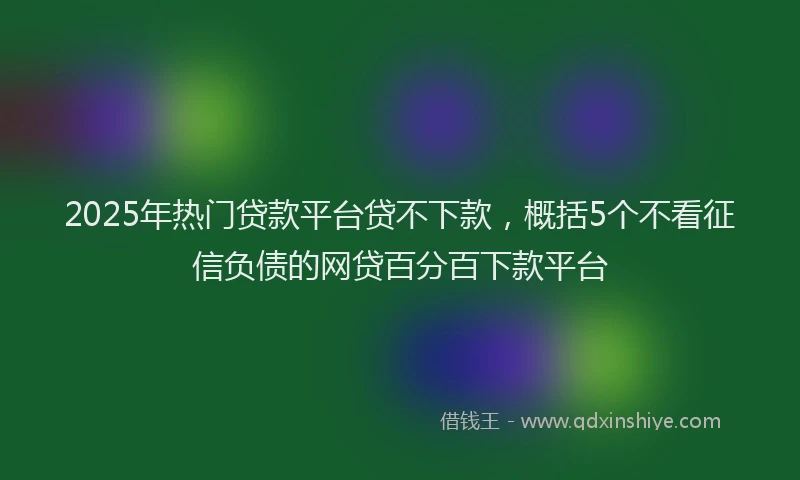 2025年热门贷款平台贷不下款,概括5个不看征信负债的网贷百分百下款平台