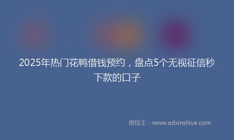 2025年热门花鸭借钱预约，盘点5个无视征信秒下款的口子