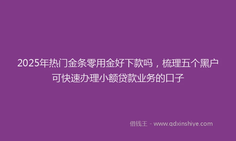 2025年热门金条零用金好下款吗，梳理五个黑户可快速办理小额贷款业务的口子