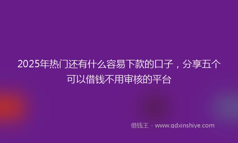 2025年热门还有什么容易下款的口子,分享五个可以借钱不用审核的平台