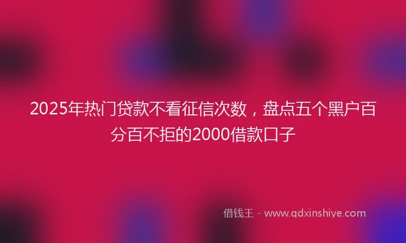 2025年热门贷款不看征信次数,盘点五个黑户百分百不拒的2000借款口子