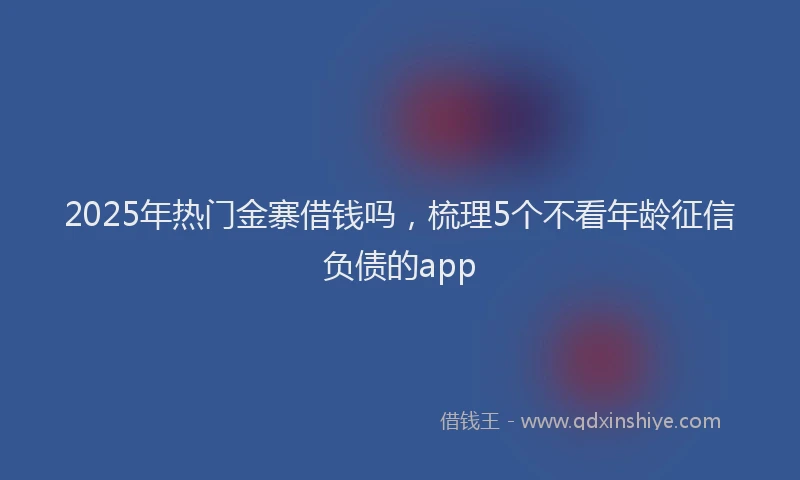 2025年热门金寨借钱吗,梳理5个不看年龄征信负债的app