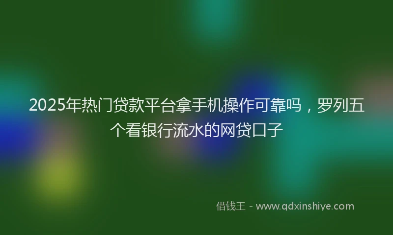 2025年热门贷款平台拿手机操作可靠吗,罗列五个看银行流水的网贷口子
