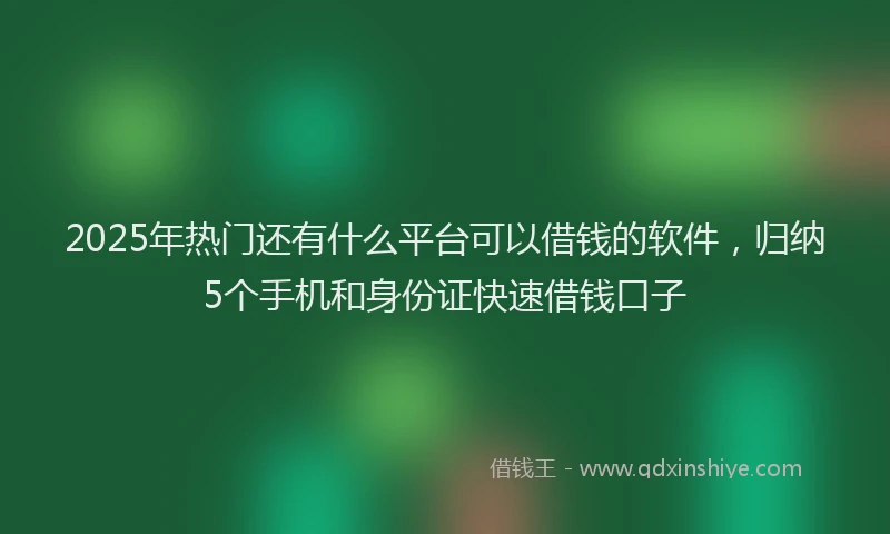 2025年热门还有什么平台可以借钱的软件,归纳5个手机和身份证快速借钱口子