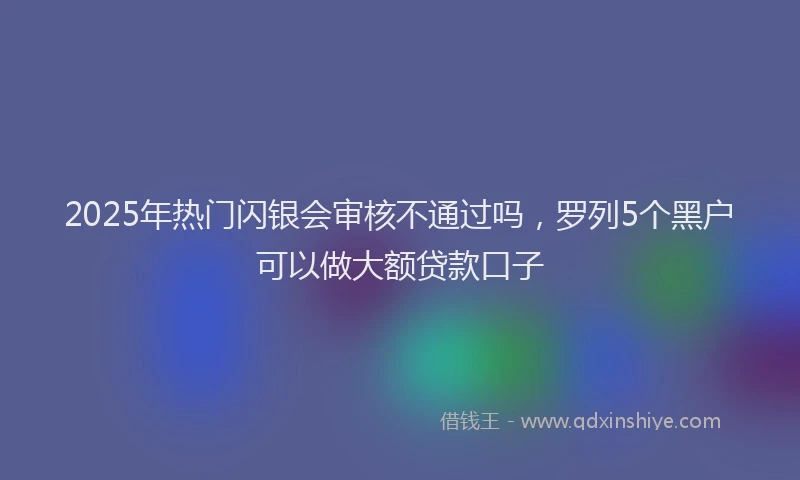 2025年热门闪银会审核不通过吗，罗列5个黑户可以做大额贷款口子
