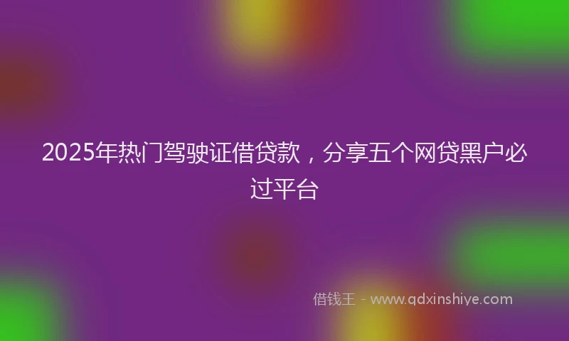 2025年热门驾驶证借贷款，分享五个网贷黑户必过平台