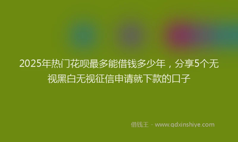 2025年热门花呗最多能借钱多少年，分享5个无视黑白无视征信申请就下款的口子