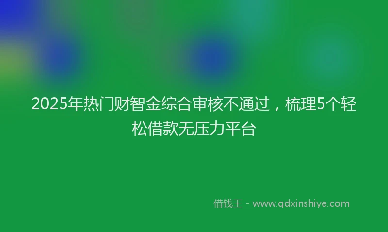 2025年热门财智金综合审核不通过，梳理5个轻松借款无压力平台