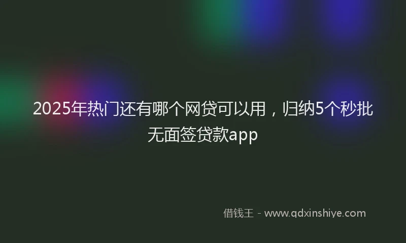 2025年热门还有哪个网贷可以用,归纳5个秒批无面签贷款app