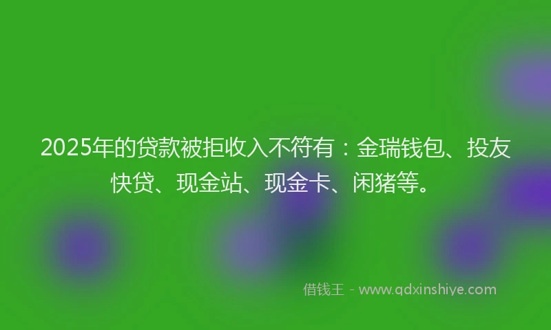 2025年的贷款被拒收入不符有：金瑞钱包、投友快贷、现金站、现金卡、闲猪等。