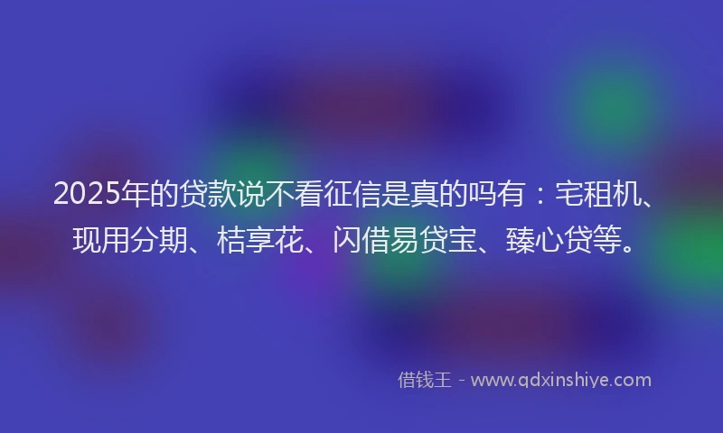 2025年的贷款说不看征信是真的吗有:宅租机、现用分期、桔享花、闪借易贷宝、臻心贷等。