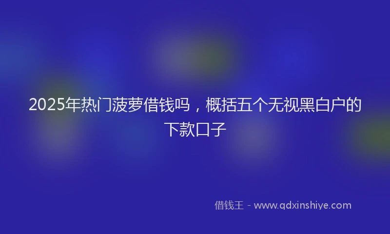 2025年热门菠萝借钱吗,概括五个无视黑白户的下款口子