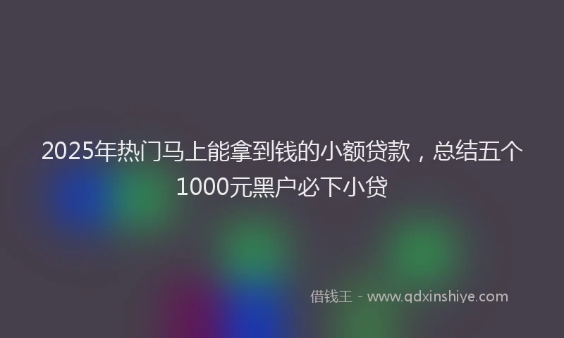 2025年热门马上能拿到钱的小额贷款，总结五个1000元黑户必下小贷