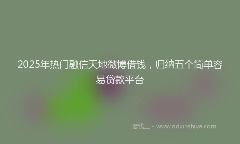 2025年热门融信天地微博借钱，归纳五个简单容易贷款平台