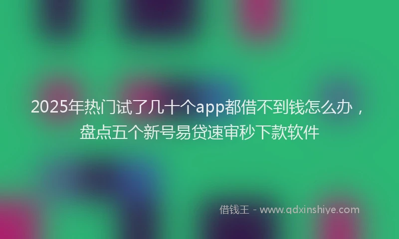 2025年热门试了几十个app都借不到钱怎么办，盘点五个新号易贷速审秒下款软件