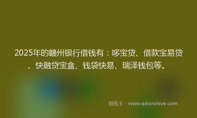 2025年的赣州银行借钱有：哆宝贷、借款宝易贷、快融贷宝盒、钱袋快易、瑞泽钱包等。