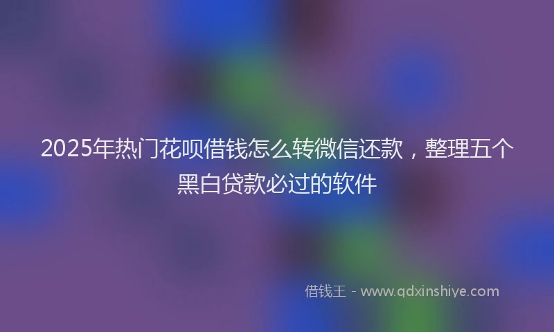 2025年热门花呗借钱怎么转微信还款，整理五个黑白贷款必过的软件