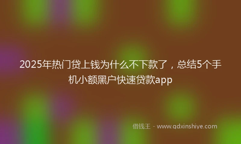 2025年热门贷上钱为什么不下款了，总结5个手机小额黑户快速贷款app