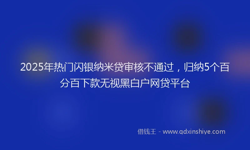 2025年热门闪银纳米贷审核不通过,归纳5个百分百下款无视黑白户网贷平台