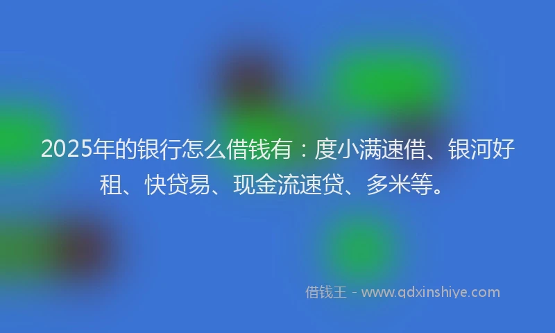 2025年的银行怎么借钱有:度小满速借、银河好租、快贷易、现金流速贷、多米等。