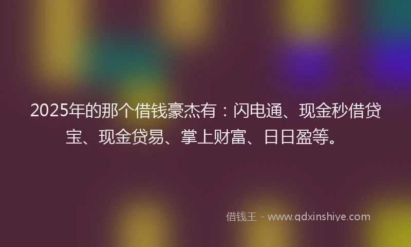 2025年的那个借钱豪杰有：闪电通、现金秒借贷宝、现金贷易、掌上财富、日日盈等。