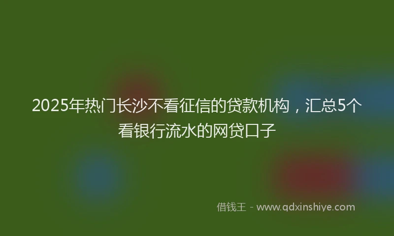 2025年热门长沙不看征信的贷款机构,汇总5个看银行流水的网贷口子