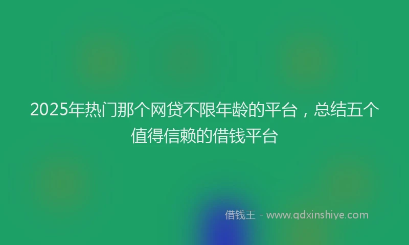 2025年热门那个网贷不限年龄的平台,总结五个值得信赖的借钱平台