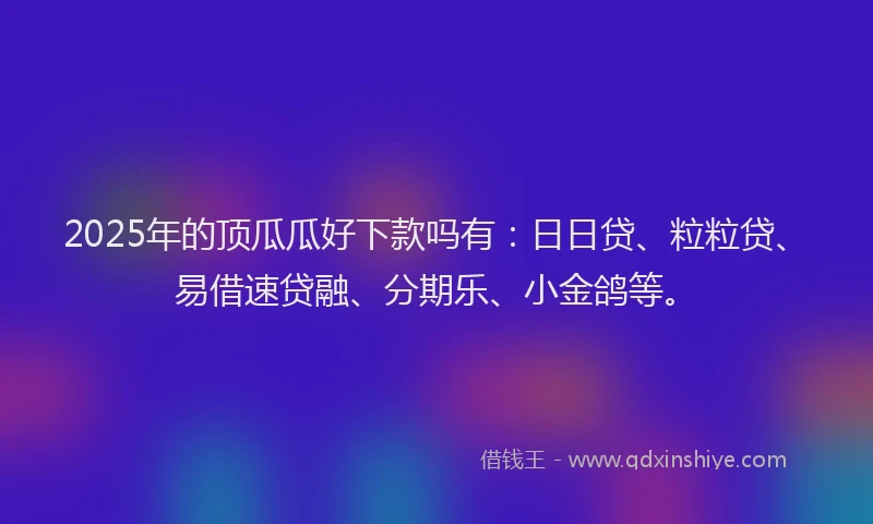 2025年的顶瓜瓜好下款吗有:日日贷、粒粒贷、易借速贷融、分期乐、小金鸽等。