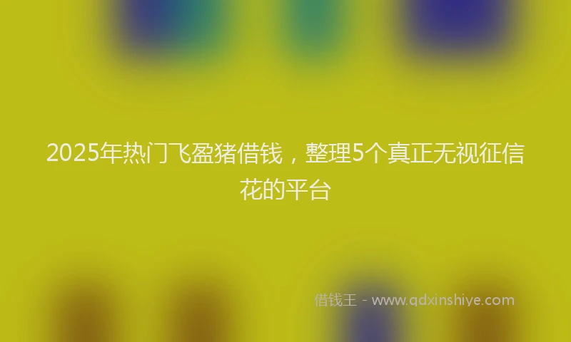 2025年热门飞盈猪借钱，整理5个真正无视征信花的平台