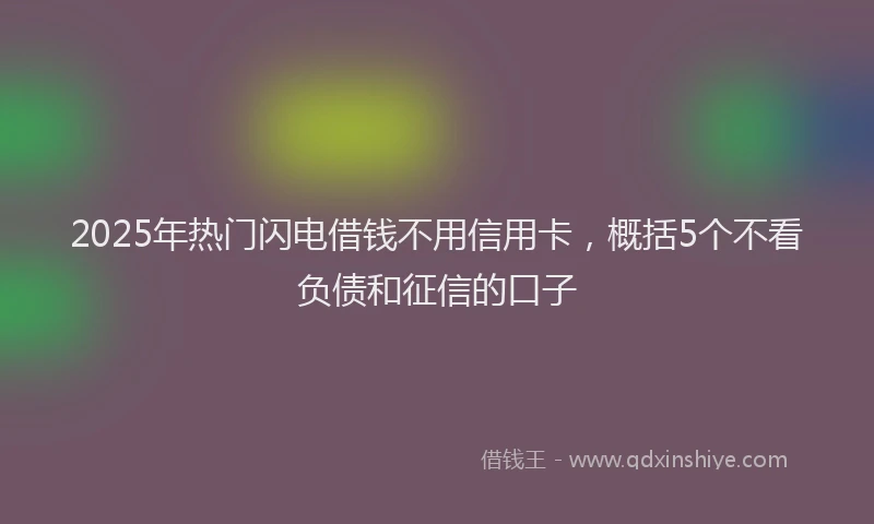2025年热门闪电借钱不用信用卡,概括5个不看负债和征信的口子