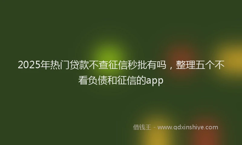 2025年热门贷款不查征信秒批有吗,整理五个不看负债和征信的app