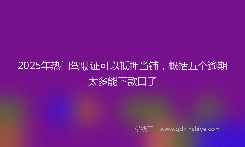 2025年热门驾驶证可以抵押当铺，概括五个逾期太多能下款口子