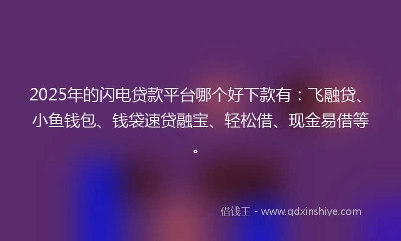 2025年的闪电贷款平台哪个好下款有：飞融贷、小鱼钱包、钱袋速贷融宝、轻松借、现金易借等。