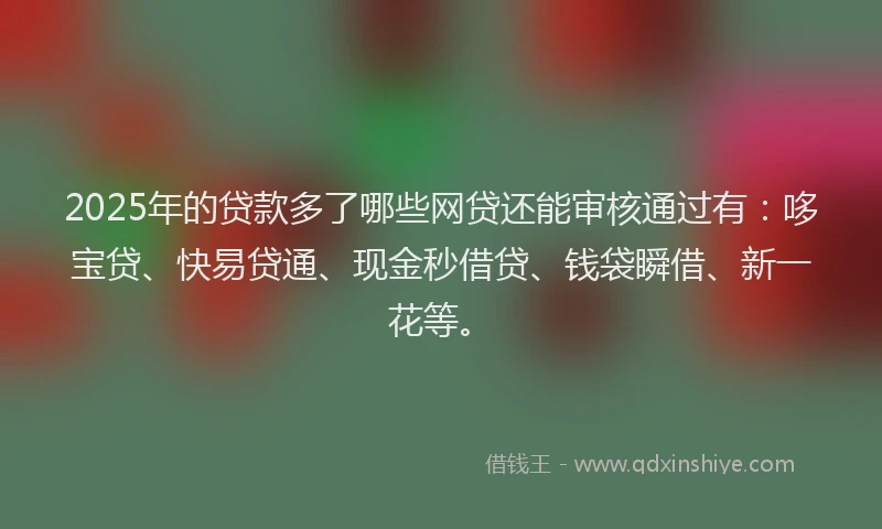 2025年的贷款多了哪些网贷还能审核通过有:哆宝贷、快易贷通、现金秒借贷、钱袋瞬借、新一花等。