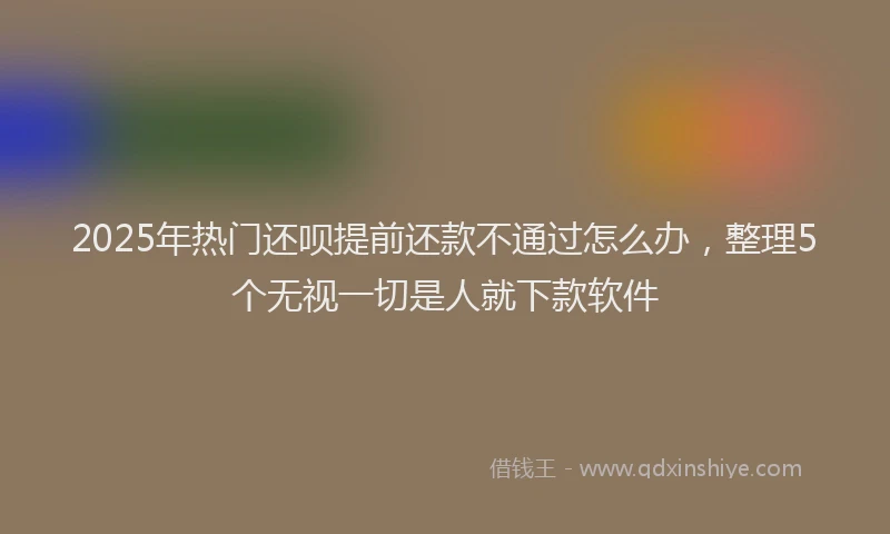 2025年热门还呗提前还款不通过怎么办，整理5个无视一切是人就下款软件