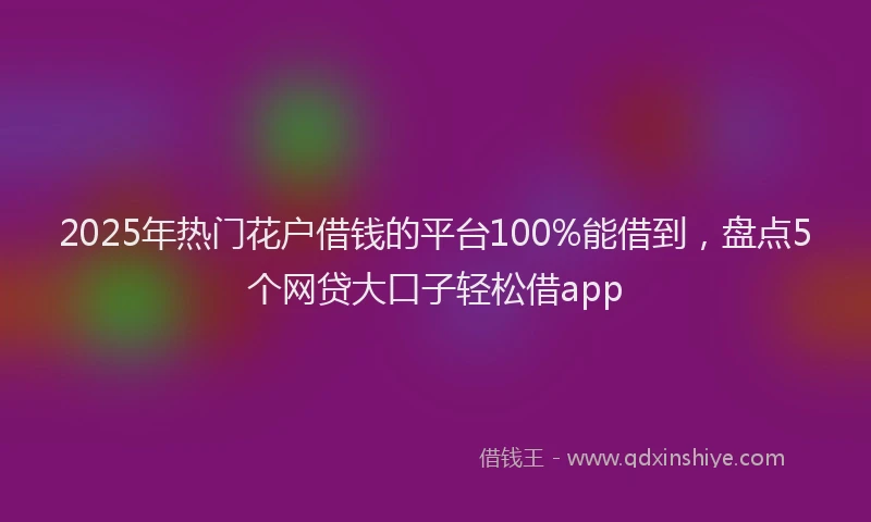 2025年热门花户借钱的平台100%能借到，盘点5个网贷大口子轻松借app