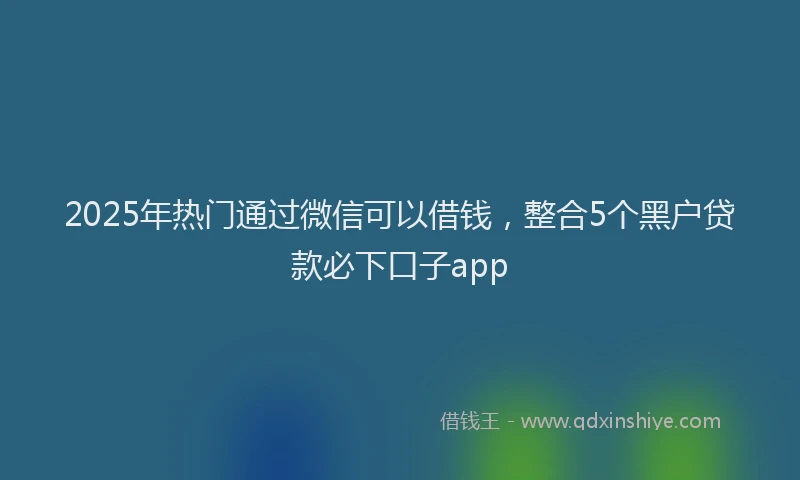 2025年热门通过微信可以借钱，整合5个黑户贷款必下口子app