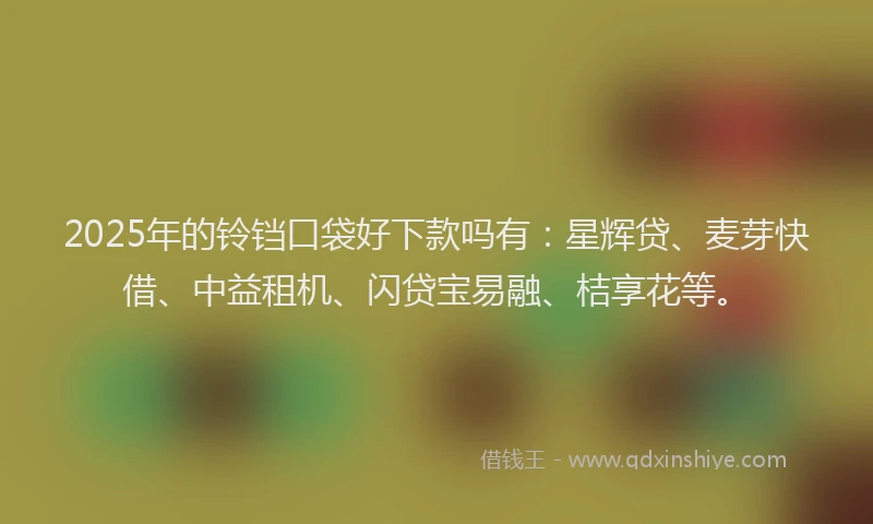 2025年的铃铛口袋好下款吗有：星辉贷、麦芽快借、中益租机、闪贷宝易融、桔享花等。