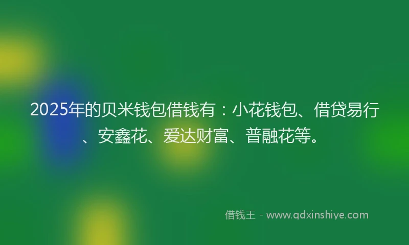 2025年的贝米钱包借钱有：小花钱包、借贷易行、安鑫花、爱达财富、普融花等。