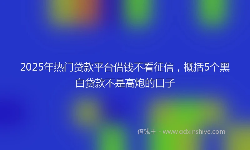 2025年热门贷款平台借钱不看征信,概括5个黑白贷款不是高炮的口子